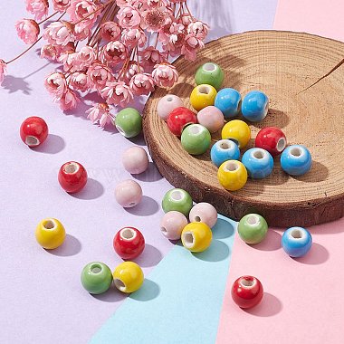 30Pcs 5 Colors Handmade Porcelain Beads(PORC-YW0001-03)-5