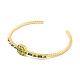 Brass Pave Green Glass Open Cuff Bangles for Women(BJEW-S147-15G-C)-2