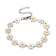 Enamel Daisy Link Chains Bracelet(BJEW-P271-01P)-2