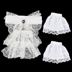 1 Pair Polyester False Sleeve, Wrist Cuff, with 1Pc Polyester Lace False Collar, White, 115x98x8mm(AJEW-CY0003-11)