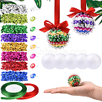 2000Pcs Plastic Tiny Ball Stud Earrings, Post Earrings for Women, with 40G Paillette Beads, 10Pcs Polystyrene Foam and 2 Roll Ribbons, Mixed Color, 14x2.5mm, Pin: 0.9mm(EJEW-YW0001-16)