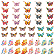 48Pcs 12 Style Alloy Enamel Printed Pendants, Butterfly Charms, Golden, Mixed Color, 15~21.5x16.5~20.5x1.5~2mm, Hole: 1.8~2mm, 4pcs/style(ENAM-OC0001-10)