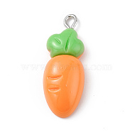 Opaque Resin Pendants, Cute Rabbit Charms, with Platinum Tone Iron Loops, Carrot, Vegetables, 30x11.5x7mm, Hole: 2mm(RESI-D064-02P-13)