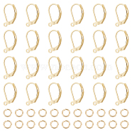 40Pcs Brass Leverback Earring Findings, with Loops & 40Pcs Jump Rings, Long-Lasting Plated, Cadmium Free & Lead Free, Real 14K Gold Plated, 16x10x2mm, Hole: 1.2mm(KK-BC0013-02G)