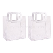 PVC Laser Transparent Bag, Tote Bag, with PU Leather Handles, for Gift or Present Packaging, Rectangle, White, 12-5/8x9-7/8 inch(32x25cm), 2pcs/set(ABAG-SZ0001-04B-01)