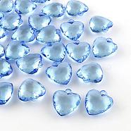 Transparent Acrylic Pendants, Faceted Heart, Royal Blue, 31x28x13mm, Hole: 3mm, about 88pcs/500g(TACR-R131-02)