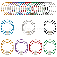 42Pcs 7 Colors Heavy Duty 304 Stainless Steel Wire Cable Keychains, Plastic Coated Key Rings for Outdoor, Hanging Luggage Tags and ID Tag Keepers, Mixed Color, 160x5mm, Inner Diameter: 49mm(FIND-UN0002-54)