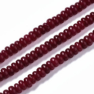 Natural White Jade Beads Strands, Dyed, Rondelle, Dark Red, 4~5x2mm, Hole: 0.8mm, about 155~160pcs/strand, 14.96~15.35 inch(38~39cm)(G-S366-117)