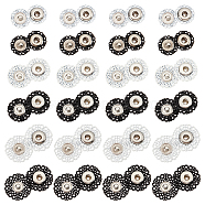 24 Sets 6 Style Zinc Alloy Snap Buttons, Garment Buttons, Sewing Accessories, Flower, Mixed Color, 15~21x6~7mm, 4 sets/style(BUTT-NB0001-49)