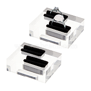 Transparent Acrylic Jewelry Display Stand Ring Showcase Display Holder, Square, Black, 4.4x5.4x2cm(RDIS-WH0010-02)