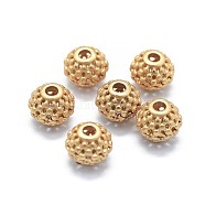 Brass Beads, Long-Lasting Plated, Rondelle, Golden, 8x7mm, Hole: 2mm(KK-F800-09G)