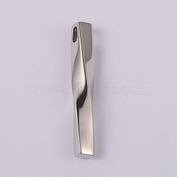 Twisted Strip 304 Stainless Steel Pendants, Stainless Steel Color, 40~41x6~7x6~7mm, Hole: 2x5mm(STAS-F103-08C)