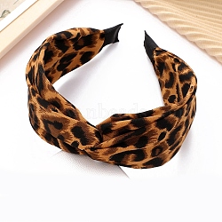 Cloth Hair Bands, Hair Bands for Women Girls, Leopard Print Pattern, Sandy Brown, 160x130x30mm(PW-WG664E7-03)