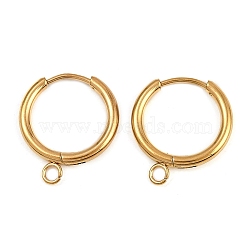 304 Stainless Steel Hoop Earring Findings, Ion Plating(IP), Real 18K Gold Plated, 18x16x2mm, Hole: 2mm(X-STAS-B095-01G)