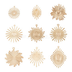 DIY Pendant Jewelry Making Finding Kit, Including Iron Pendants Cabochon Settings & Pendants, Cadmium Free & Lead Free, Oval & Flat Round & Flower, Light Gold, 36pcs/box(DIY-KS0001-21)