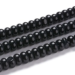 K9 Glass Beads Strands, Imitation Jade Glass Beads, Rondelle, Black, 8~8.5x4.5~5mm, Hole: 1.4mm, about 84pcs/Strand, 15.87 inch(40.3cm)(GLAA-K039-A12)