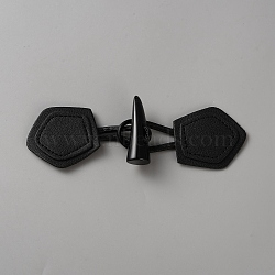 Resin Button, PU Leather Horn Toggle Button, Sewing Accessories, Black, 170x48x5mm(FIND-WH20009-99B)
