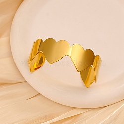 Romantic 304 Stainless Steel Cuff Bangles for Women, Heart, Real 18K Gold Plated, 7/8 inch(2.35cm), Inner Diameter: 2-1/2 inch(6.2cm)(BJEW-Q045-01G)