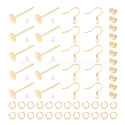 DIY Earring Making Finding Kit, Including Brass Flat Pad Stud Earring Findings, 304 Stainless Steel Earring Hooks & Jump Rings & Ear Nuts, Plastic Ear Nuts, Golden, 850Pcs/box(DIY-UN0004-91)