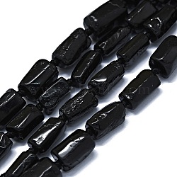 Natural Black Tourmaline Beads Strands, Nuggets, 11~14x6~8mm, Hole: 0.9mm, about 28~32pcs/strand, 15.75''(40cm)(G-O170-153)
