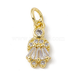 Brass Micro Pave Cubic Zirconia Charms, with Jump Rings, Girl Charms, Real 18K Gold Plated, 12.5x6x2.5mm, Hole: 3.4mm(ZIRC-F132-07G)