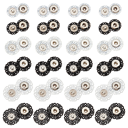 24 Sets 6 Style Zinc Alloy Snap Buttons, Garment Buttons, Sewing Accessories, Flower, Mixed Color, 15~21x6~7mm, 4 sets/style(BUTT-NB0001-49)