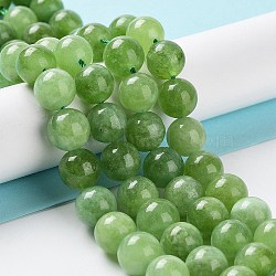 Dyed Natural Malaysia Jade Beads Strands, Round, Yellow Green, 10mm, Hole: 1.2mm, about 19pcs/strand, 7.09 inch(18cm)(G-G021-02C-04)