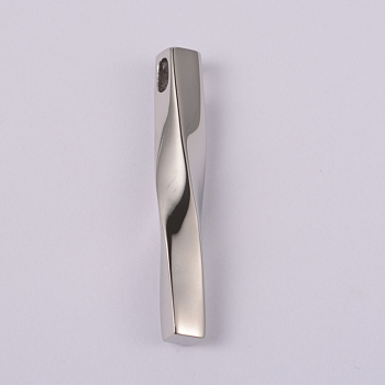 Twisted Strip 304 Stainless Steel Pendants, Stainless Steel Color, 40~41x6~7x6~7mm, Hole: 2x5mm