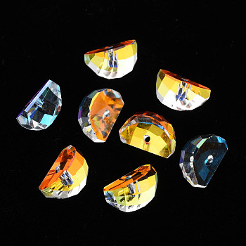 Electroplated Glass Charms, Faceted, Watermelon, Clear AB, 8x11x7mm, Hole: 1.2mm, about 48pcs/board, 4board/box