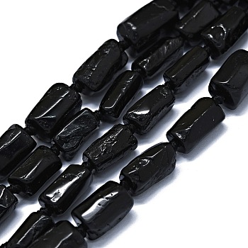 Natural Black Tourmaline Beads Strands, Nuggets, 11~14x6~8mm, Hole: 0.9mm, about 28~32pcs/strand, 15.75''(40cm)