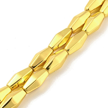 Electroplated Synthetic Magnetic Hematite Beads Strands, Rhombus, Golden Plated, 12~12.3x5.2~5.8x5.2~5.8mm, Hole: 1.2mm, about 33pcs/strand, 17.91''(45.5cm)