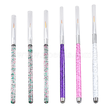 Mixed Color Plastic Nail Brush Pen & Holder