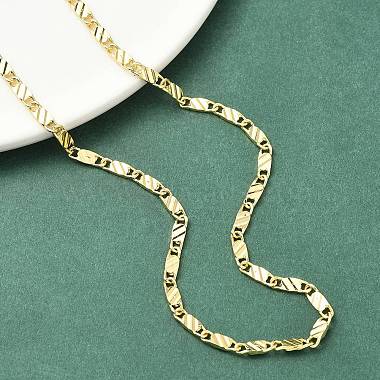 3MM Brass Textured Oval Link Chain Necklaces for Women(NJEW-K271-11G)-3