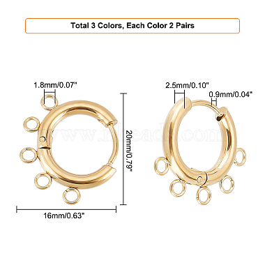 unicraftale 6 paires 3 couleurs 304 résultats de boucles d'oreilles créoles en acier inoxydable(STAS-UN0039-25)-2