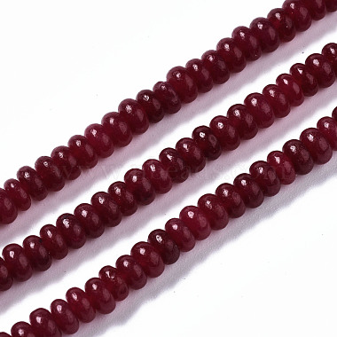 Dark Red Rondelle White Jade Beads
