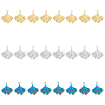 24Pcs 3 Colors 201 Stainless Steel Pendants Ion Plating(IP), Ginkgo Leaf, Mixed Color, 27x23x2mm, Hole: 3mm, 8pcs/color(STAS-DC0013-48)