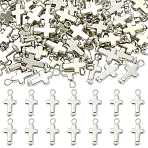 100Pcs Alloy Pendants, with Iron Findings, Cross Charms, Silver, 19mm, Hole: 2.1mm(PALLOY-FS00084)