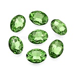 Glass Back Plated Rhinestone, Faceted, Oval, Lime Green, 18x13x6mm(RGLA-ZX0005-01A)