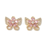 Brass Micro Pave Clear Cubic Zirconia Pendants, Cadmium Free & Nickel Free & Lead Free, Butterfly, Real 16K Gold Plated, 14.5x16.5x4mm, Hole: 1mm(KK-S367-18A)