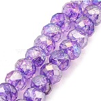 Spray Painted Imitation Jade Glass Beads Strands, AB Color Plated, Faceted, Round, Medium Purple, 6x5mm, Hole: 1.2mm, about 90pcs/strand, 17.72''(45cm)(GLAA-P058-01B-04)