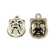 Tibetan Style Alloy Puppy Pendants, Bulldog, Cadmium Free & Lead Free, Antique Silver, 17.8x13.2x8mm, Hole: 1.5mm(X-TIBEP-Q043-262-RS)