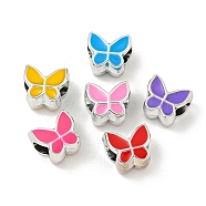 CCB Plastic European Beads, Large Hole Beads, with Enamel, Butterfly, Mixed Color, 9x10x6.5mm, Hole: 4.5mm(CCB-A002-01)