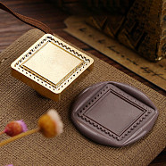 Golden Plated Wax Seal Brass Stamp Head, for Wax Seal Stamp, Square, 25x25x14.5mm, Hole: 7mm(AJEW-C031-01B)