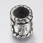304 Stainless Steel Beads, Column, Antique Silver, 15x12.5mm, Hole: 8mm(STAS-F144-057AS)