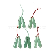 Natural Green Aventurine Pendants, Teardrop Charms, 45x12x4mm, Hole: 1.4mm(G-R437-01A-01)