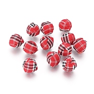 Handmade Woven Cloth Beads, Round, Crimson, Size: about 14mm in diameter, hole: 3mm(X-CR196Y-1)