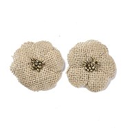 Handmade Linen Ornament Accessories, with Plastic Beads, for DIY Craft Making, Flower, Tan, 65x12mm(DIY-L052-03)