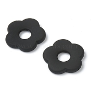 Rubberized Resin Bead Frame, DIY Accessories for Earring & Hairwear Making, Flower, Black, 26x26.5x4.5mm, Inner Diameter: 8mm(RESI-B008-05)
