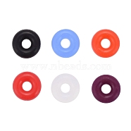 300Pcs 6 Colors Rubber O Rings, Donut Spacer Beads, Fit European Clip Stopper Beads, Mixed Color, Mixed Color, 6x2mm, hole:2.5mm, 50pcs/color(KY-LS0001-01)