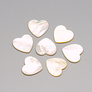 Natural White Shell Mother of Pearl Shell Cabochons, Heart, Seashell Color, 19~20x20x1~2mm(X-SSHEL-R041-53)